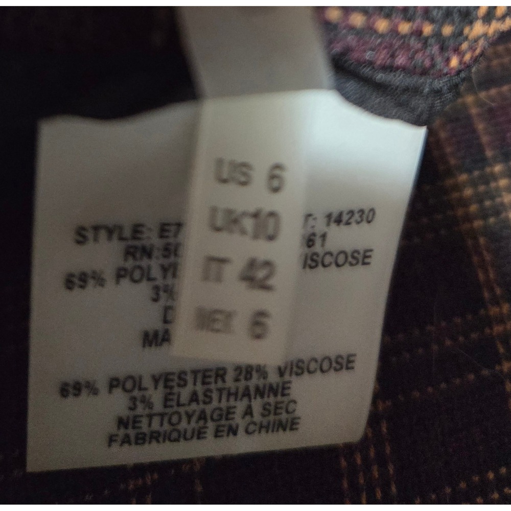 Elle‎ Tahari Pants Ladies 6 Maroon Plaid Ankle Straight Leg - Picture 6 of 8